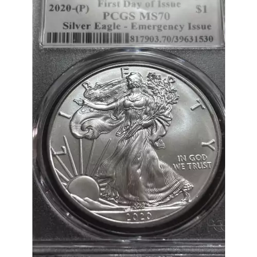 2020-(P) $1 Silver Eagle - Emergency Issue Struck at Philadelphia First Day of Issue